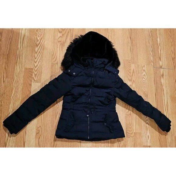 ZARA Black Wind Protection Down Puffer Jacket Winter Coat Size XS EUC - Picture 1 of 12